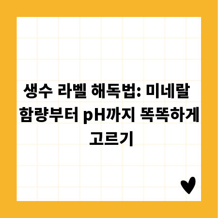 생수 라벨 해독법: 미네랄 함량부터 pH까지 똑똑하게 고르기