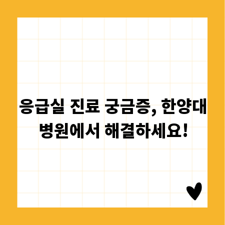 응급실 진료 궁금증, 한양대병원에서 해결하세요!