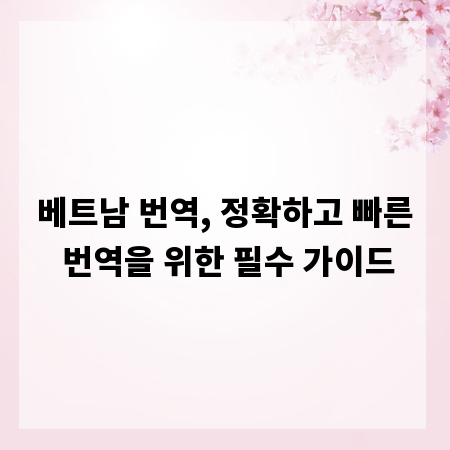 베트남 번역, 정확하고 빠른 번역을 위한 필수 가이드