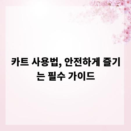 카트 사용법, 안전하게 즐기는 필수 가이드