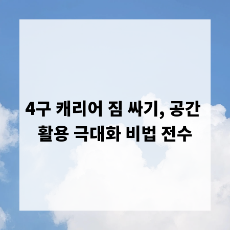 4구 캐리어 짐 싸기, 공간 활용 극대화 비법 전수