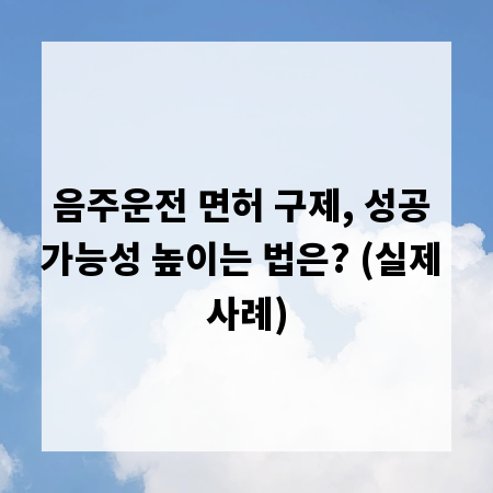 음주운전 면허 구제, 성공 가능성 높이는 법은? (실제 사례)