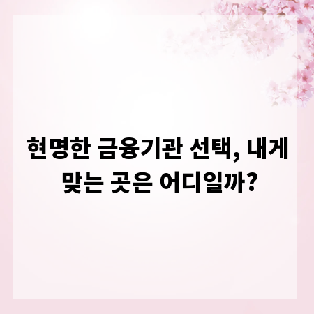현명한 금융기관 선택, 내게 맞는 곳은 어디일까?