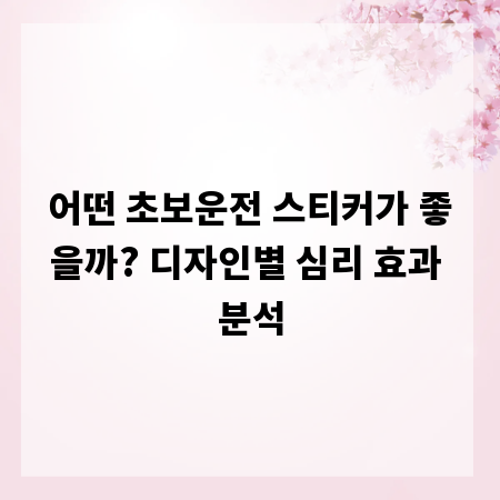 어떤 초보운전 스티커가 좋을까? 디자인별 심리 효과 분석