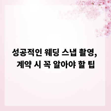 성공적인 웨딩 스냅 촬영, 계약 시 꼭 알아야 할 팁