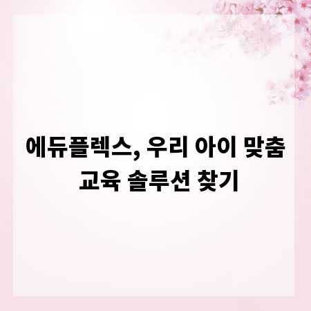 에듀플렉스, 우리 아이 맞춤 교육 솔루션 찾기
