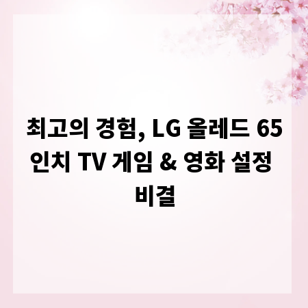 최고의 경험, LG 올레드 65인치 TV 게임 & 영화 설정 비결