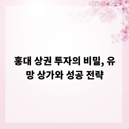 홍대 상권 투자의 비밀, 유망 상가와 성공 전략