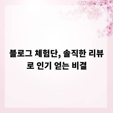 블로그 체험단, 솔직한 리뷰로 인기 얻는 비결