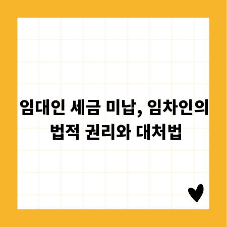 임대인 세금 미납, 임차인의 법적 권리와 대처법