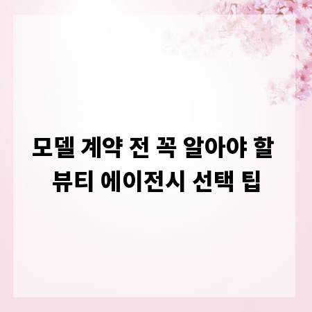 모델 계약 전 꼭 알아야 할 뷰티 에이전시 선택 팁