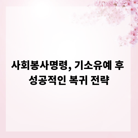 사회봉사명령, 기소유예 후 성공적인 복귀 전략