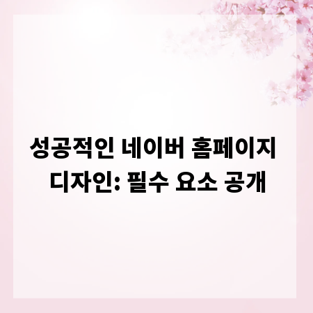 성공적인 네이버 홈페이지 디자인: 필수 요소 공개