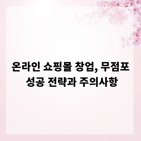 온라인 쇼핑몰 창업, 무점포 성공 전략과 주의사항