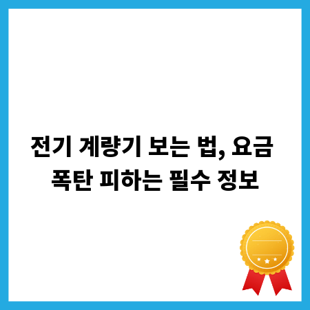 전기 계량기 보는 법, 요금 폭탄 피하는 필수 정보
