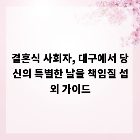 결혼식 사회자, 대구에서 당신의 특별한 날을 책임질 섭외 가이드
