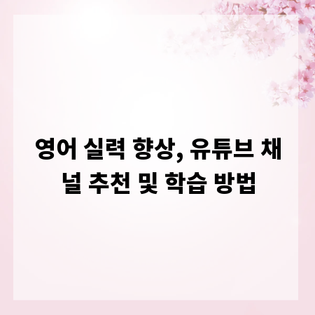 영어 실력 향상, 유튜브 채널 추천 및 학습 방법