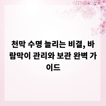 천막 수명 늘리는 비결, 바람막이 관리와 보관 완벽 가이드