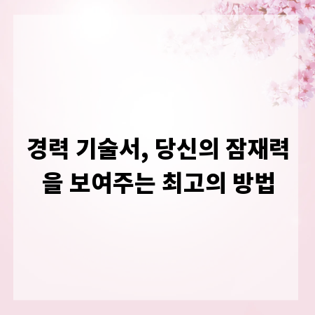 경력 기술서, 당신의 잠재력을 보여주는 최고의 방법