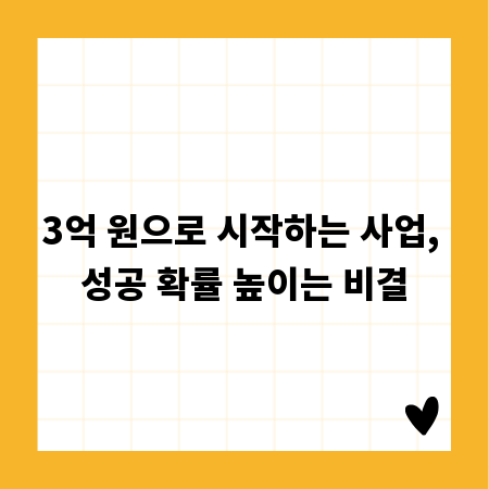 3억 원으로 시작하는 사업, 성공 확률 높이는 비결