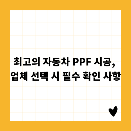 최고의 자동차 PPF 시공, 업체 선택 시 필수 확인 사항