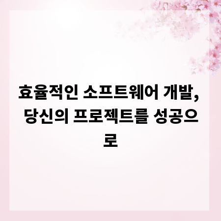 효율적인 소프트웨어 개발, 당신의 프로젝트를 성공으로