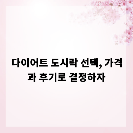 다이어트 도시락 선택, 가격과 후기로 결정하자