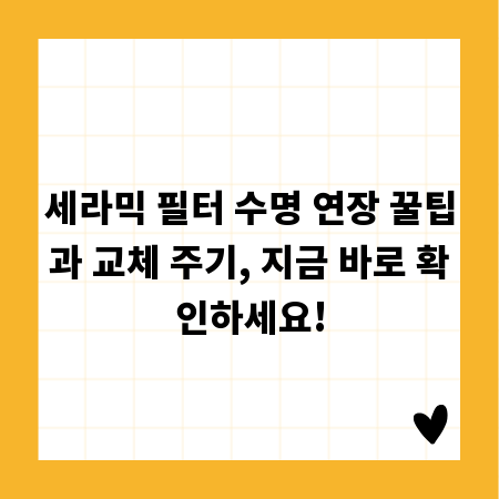 세라믹 필터 수명 연장 꿀팁과 교체 주기, 지금 바로 확인하세요!