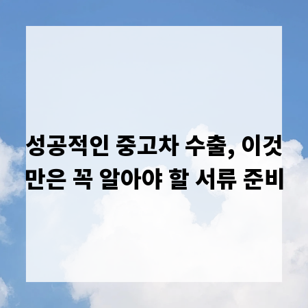 성공적인 중고차 수출, 이것만은 꼭 알아야 할 서류 준비