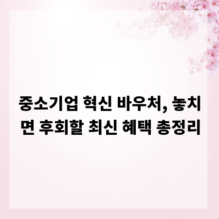 중소기업 혁신 바우처, 놓치면 후회할 최신 혜택 총정리