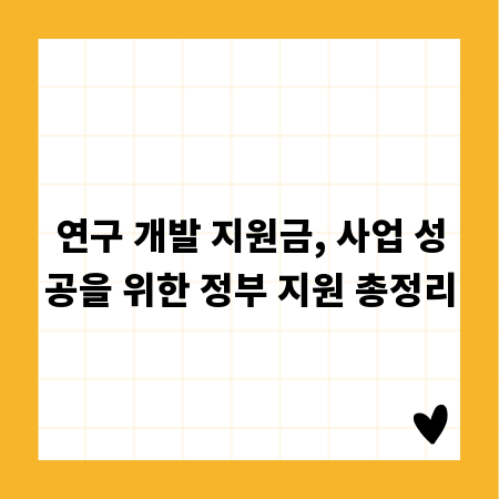 연구 개발 지원금, 사업 성공을 위한 정부 지원 총정리