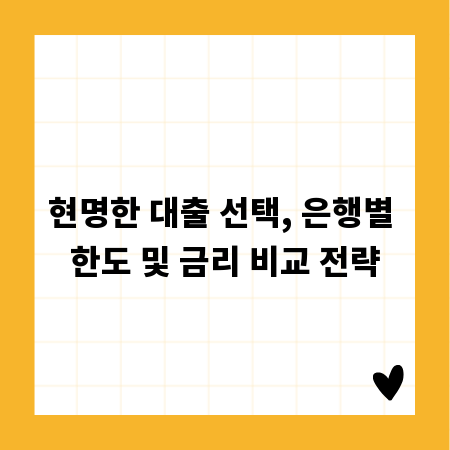 현명한 대출 선택, 은행별 한도 및 금리 비교 전략
