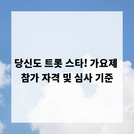 당신도 트롯 스타! 가요제 참가 자격 및 심사 기준