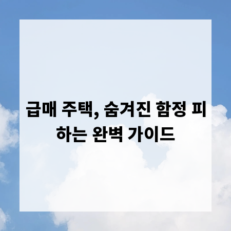 급매 주택, 숨겨진 함정 피하는 완벽 가이드