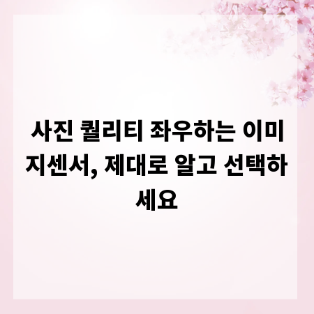 사진 퀄리티 좌우하는 이미지센서, 제대로 알고 선택하세요