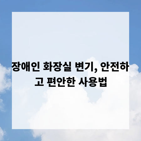 장애인 화장실 변기, 안전하고 편안한 사용법