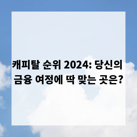 캐피탈 순위 2024: 당신의 금융 여정에 딱 맞는 곳은?