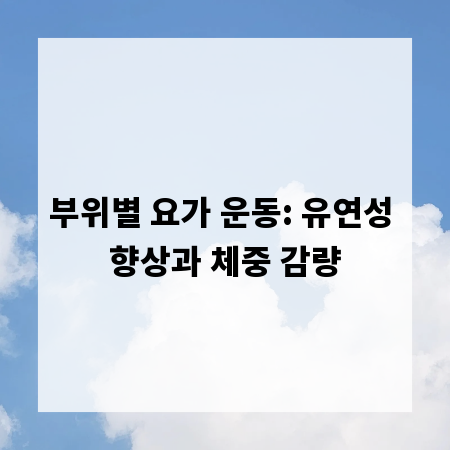 부위별 요가 운동: 유연성 향상과 체중 감량