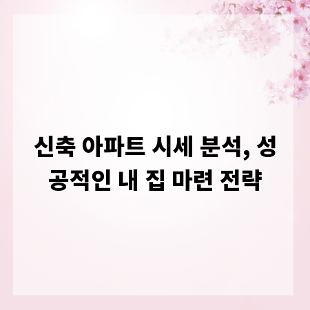 신축 아파트 시세 분석, 성공적인 내 집 마련 전략