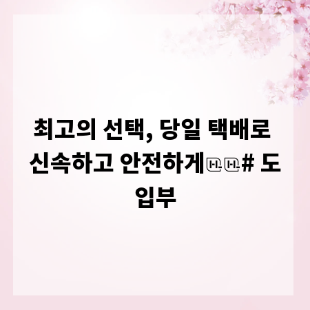 최고의 선택, 당일 택배로 신속하고 안전하게

# 도입부