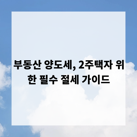 부동산 양도세, 2주택자 위한 필수 절세 가이드