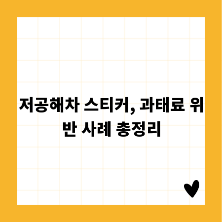 저공해차 스티커, 과태료 위반 사례 총정리