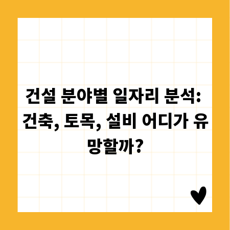 건설 분야별 일자리 분석: 건축, 토목, 설비 어디가 유망할까?