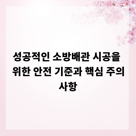 성공적인 소방배관 시공을 위한 안전 기준과 핵심 주의사항