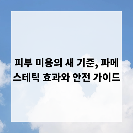 피부 미용의 새 기준, 파메스테틱 효과와 안전 가이드