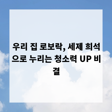 우리 집 로보락, 세제 희석으로 누리는 청소력 UP 비결