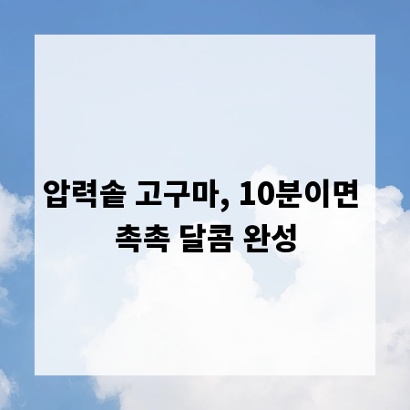 압력솥 고구마, 10분이면 촉촉 달콤 완성