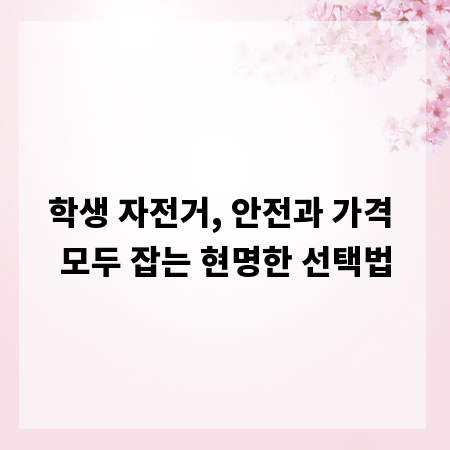 학생 자전거, 안전과 가격 모두 잡는 현명한 선택법