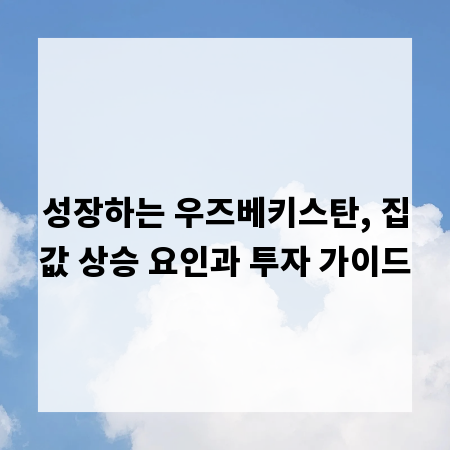 성장하는 우즈베키스탄, 집값 상승 요인과 투자 가이드