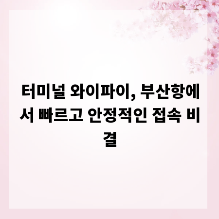 터미널 와이파이, 부산항에서 빠르고 안정적인 접속 비결